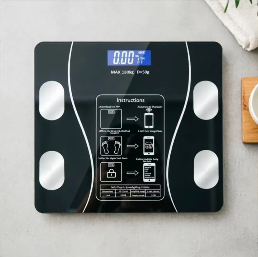 Pèse-personne intelligent impédancemètre de 180 kg avec Bluetooth et contrôle par application.