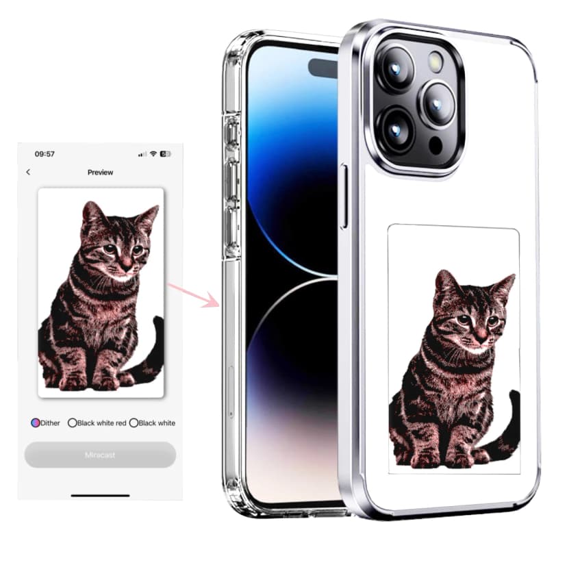 Coque de téléphone DIY intelligente à écran d'encre NFC pour iPhone 13/14/15 Pro Max